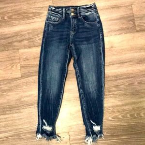 High rise ankle skinny distressed jeans like new